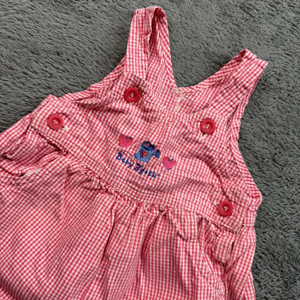 Vintage OshKosh Pink Gingham Embroidered Overalls